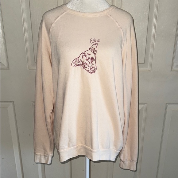 Staud X C. Bonz Cream “Blue” Embroidered Sweatshirt - Picture 2 of 6